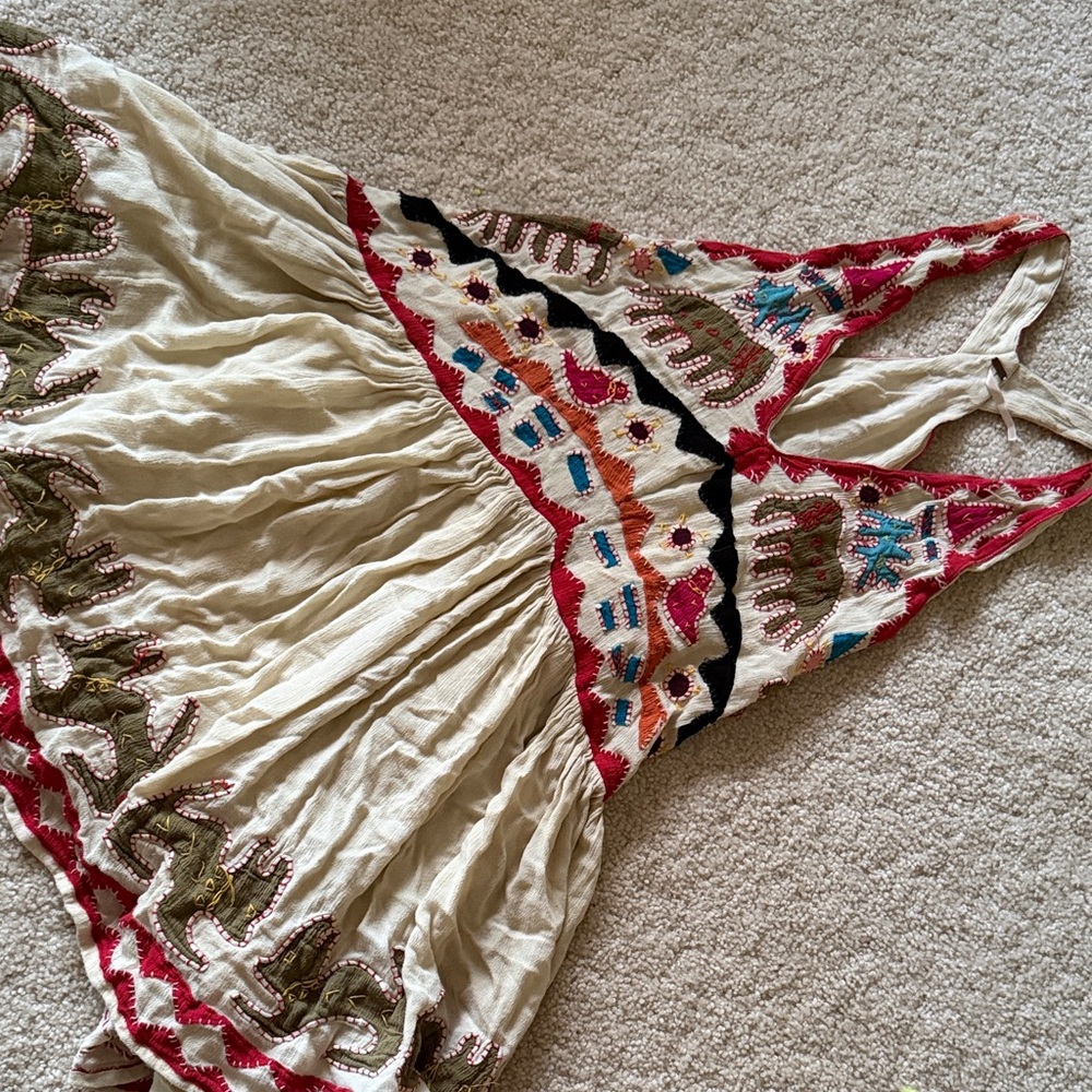 Free People Bohemian Embroidered Halter Dress